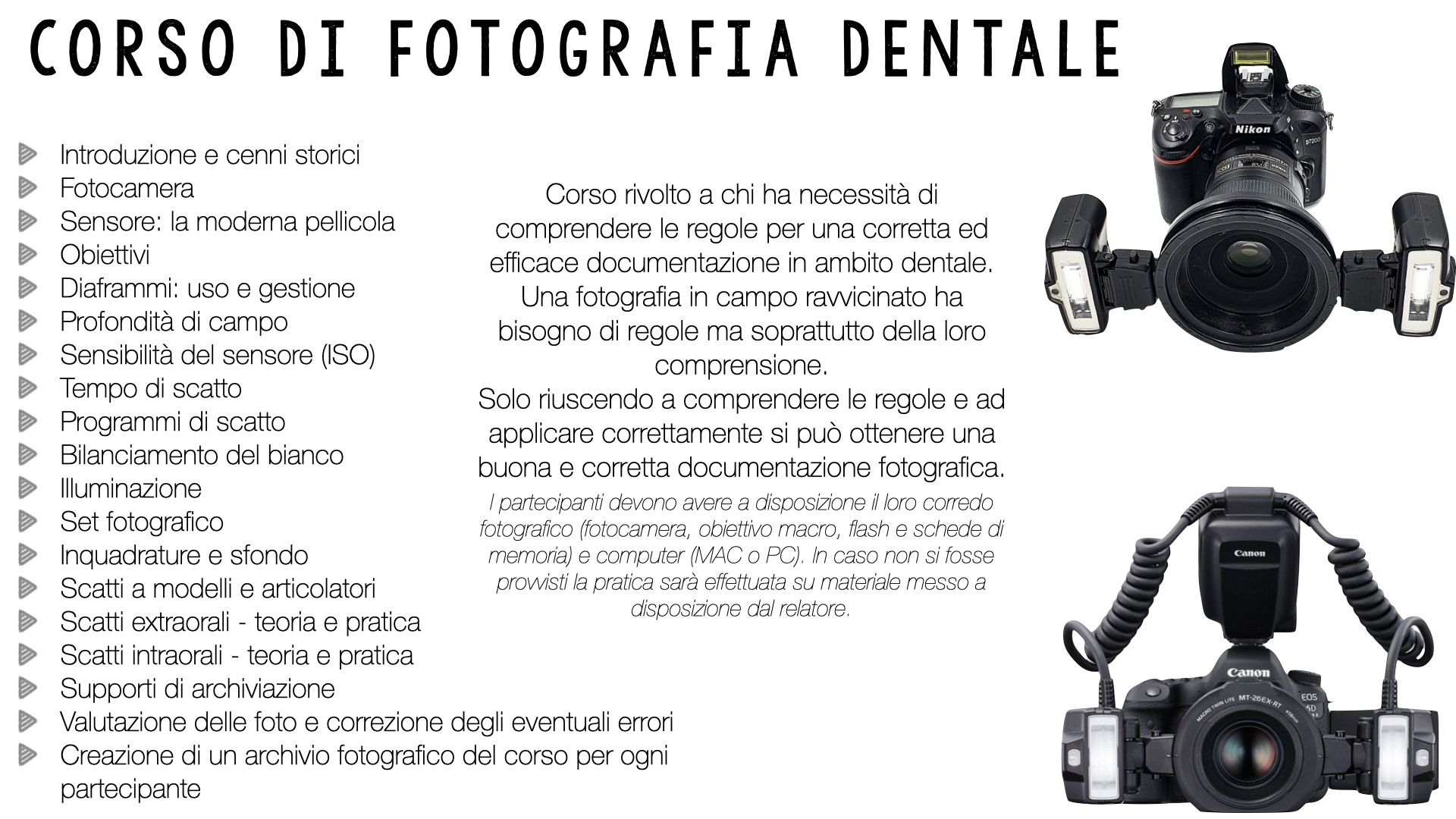 Corso di fotografia dentale